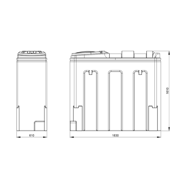 Centurion 1000 Litre Slimline Plastic Bunded Oil Tank - CSBT1000 - Dimensions