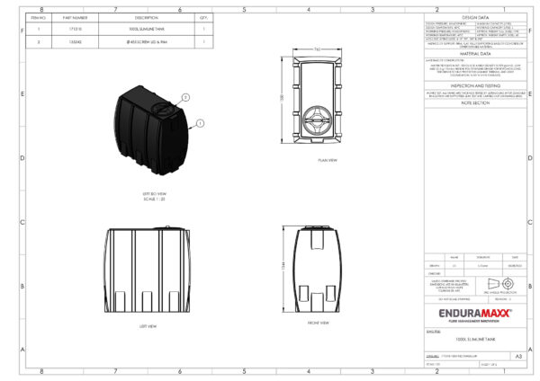 1000 Litre Slimline Insulated Water Tank