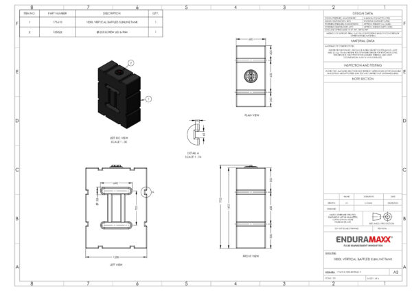 1000 Litre Baffled Upright Water Tank